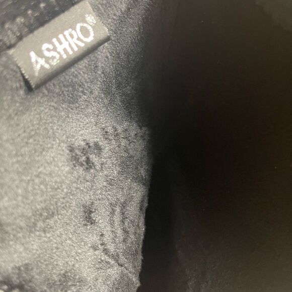 Ashro synthetic black mid calf boots  faux fur trim front zipper 3”heels SZ11W - Picture 12 of 16